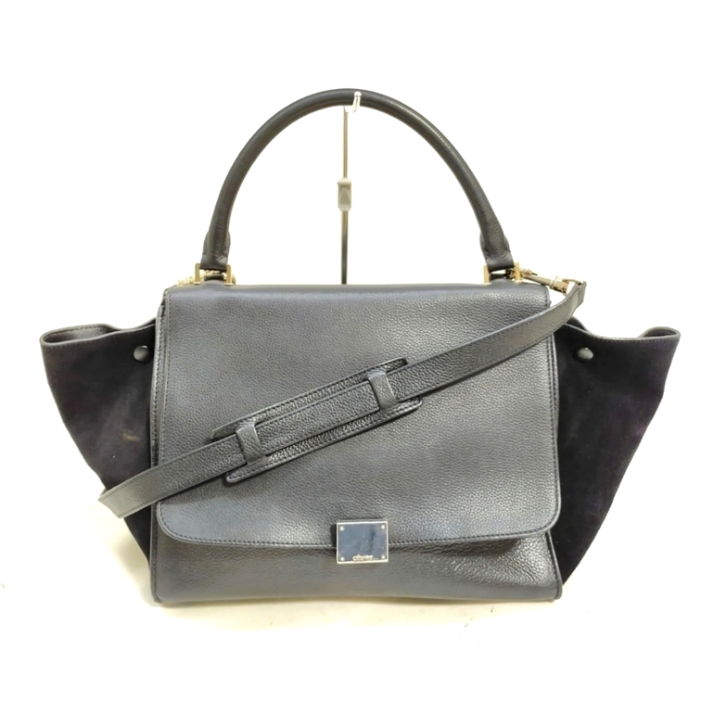 CELINE trapeze Hand Bag  Black Leather